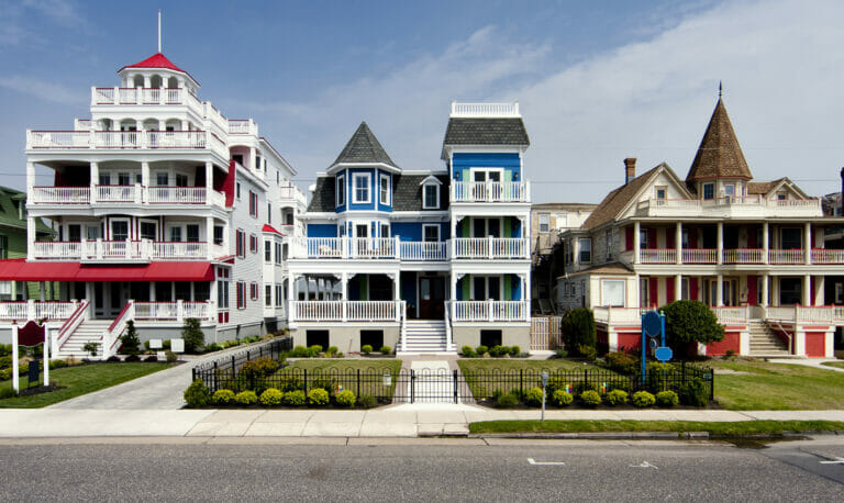 Victorian beachfront buildings in Cape May